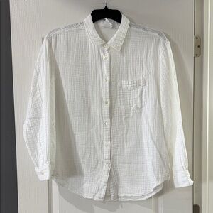 Gap The Big Shirt - White Gauze Long Sleeve Button Down Shirt XL